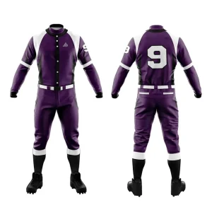 Custom baseball uniform set with jersey, pants, and cap for teams.