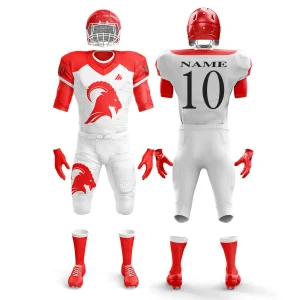 Custom American football uniforms with Lycra stretch, pad-friendly panels, and premium finishing
