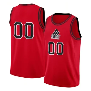 Custom basketball uniform set with jersey and shorts, featuring player name, number, and team logo design.