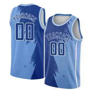 Custom basketball jersey with team logo, number, and name – breathable polyester fabric with sublimation printing.