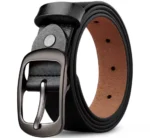 Custom leather belts for men and women with alloy logo buckle for jeans and dress outfits