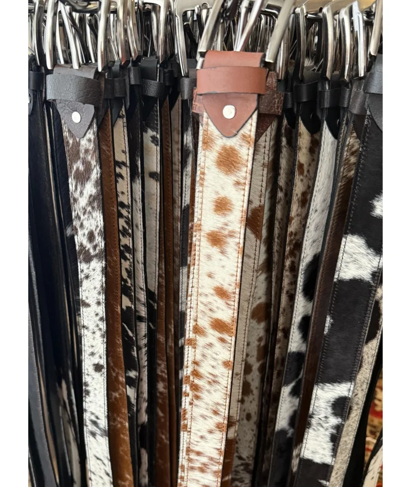 Hair-On orange color Leather Belt – Premium Cowhide, Custom Branding