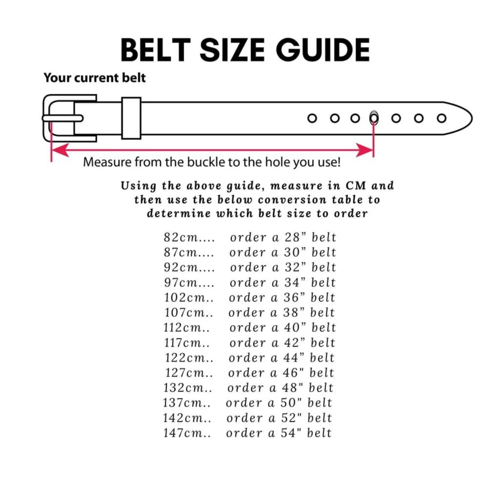 Size Chart Custom Leather Belts – Men & Women | Logo Buckle Custom leather belts for men and women with alloy logo buckle for jeans and dress outfits