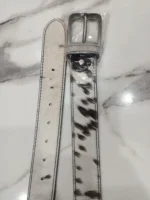 Premium Hair-On Leather Belt with Genuine Cowhide and Custom Logo Buckle