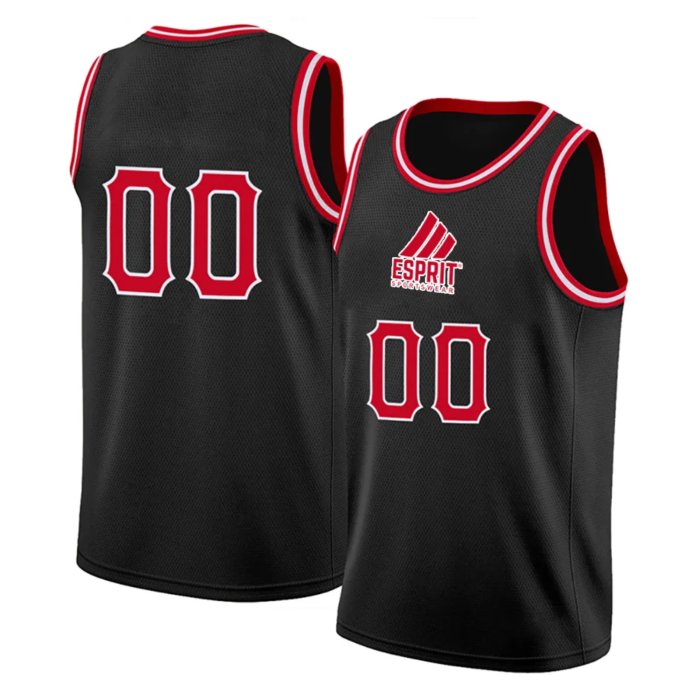 Custom basketball jersey with team logo, number, and name – breathable polyester fabric with sublimation printing.